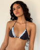 Afbeelding van Pami Geruffelde Bikinitop in Zwart en Blauw Polka