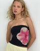 Afbeelding van Peggy Bandeau Top in Watercolour Floral Zwart en Roze