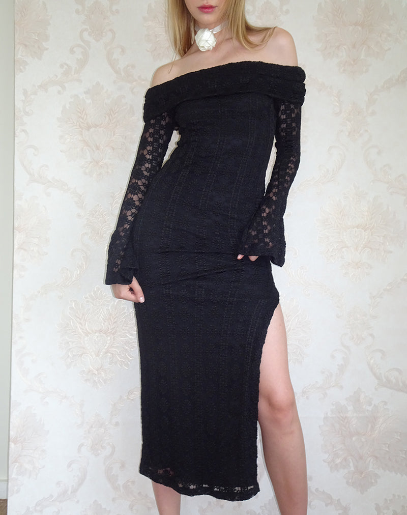 Philippa Maxi Dress in zwart koninklijk kant