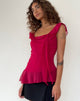 Afbeelding van Piro Ruffle Longline Top in Bourgondië