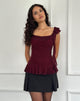 Afbeelding van Piroli Top in Ditsy Floral Flock Burnt Maroon