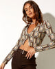 Afbeelding van Portia Lange Mouw Top in Retro Spot Bruin