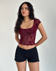 Afbeelding van Rada Top in Botanical Flocked Maroon