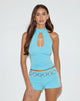 Afbeelding van Raziel Top met hoge hals in Cupro Aqua