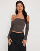 Afbeelding van Lan Lange Mouw Top in Gunmetal met Grijze Top Stitch