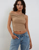 Afbeelding van Peyton One Shoulder Waffle Knit Top in Haver