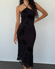 Afbeelding van Ribka Halternek Midi Dress in Orchids Flock Zwart