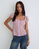 Afbeelding van Rolina Blouse in Chiffon Streep Roze en Bourgondië