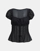 Afbeelding van Rolina Blouse in Chiffon Mini Polka Zwart