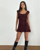 Afbeelding van Rolita Mini Dress in Ditsy Flock Burnt Maroon
