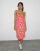 Afbeelding van Ronsha Midi Dress in Dark Wild Flower Cantaloupe