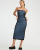 Afbeelding van Rosbandi Midi jurk in zwart met babyblauwe voering