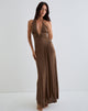 Afbeelding van Ryoko Maxi Dress in Cupro Donkerbruin