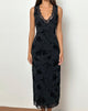 Afbeelding van Saga Midi Dress in Rose Flock Zwart