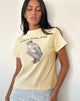 Afbeelding van Sakha Boxy Top in Buttermilk met Blue Party Girl Era Print