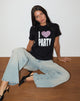Afbeelding van Saki T-shirt in zwart met I Love Party print