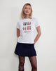 Afbeelding van Saki T-shirt in wit met Shoe Addicted opdruk