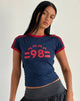 Afbeelding van Salda Tee in Navy met Adrenaline Red Binding en '98' Emb