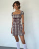 Afbeelding van Savio Mini Dress in Multi Check Bruin