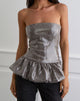 Afbeelding van Seada Peplum Top in Paillettenruitje Bruin
