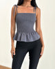 Afbeelding van Seora Shoulder Shirred Top in Grijs