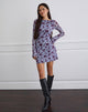 Afbeelding van Sevila Mini jurk met lange mouwen in Lotus Flock geruit Lavendel