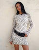 Afbeelding van Sevila Mini jurk met lange mouwen in Stem Flower Flock Bruin
