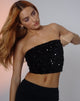 Afbeelding van Shae Bandeau Top in Mini Pailletten Zwart