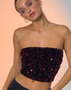 Afbeelding van Shae Bandeau Top in Mini Pailletten Bourgondië