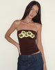Afbeelding van Shaelo Bandeau Top in Bittere Chocolade Geel Hibiscus
