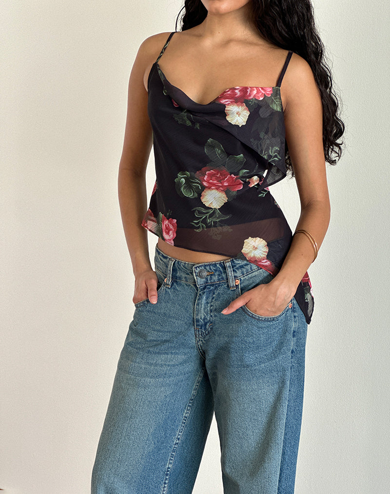 Shahira Top in Renaissance Rose Zwart