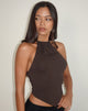 Afbeelding van Shalas Haltertop in Rayon Jersey Bittere Chocolade