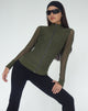 beeld van Hanbin Zip Up Trui in Mesh Olive