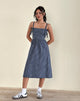 Afbeelding van Sloane Midi Dress in Mini Donkerblauw Gingham