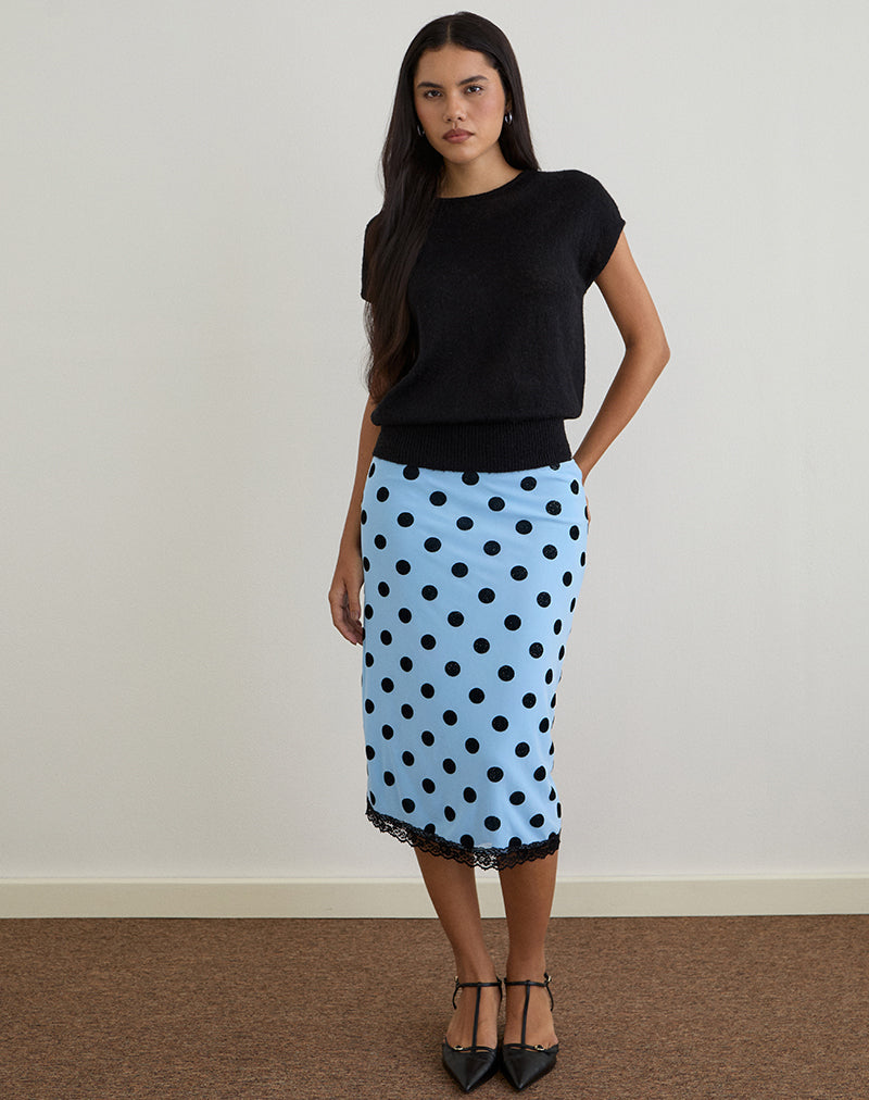 Afbeelding van Sorin Top met diepe tailleband in gebreid zwart