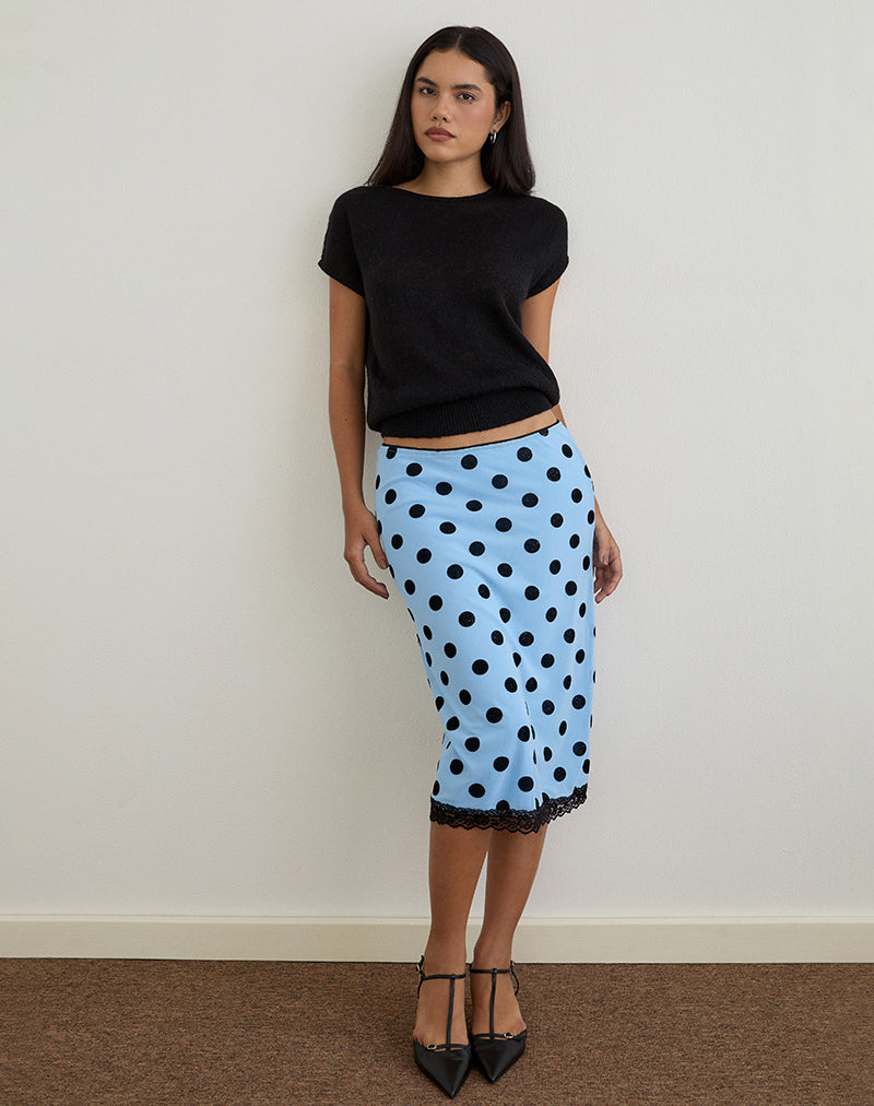 Afbeelding van Sorin Top met diepe tailleband in gebreid zwart