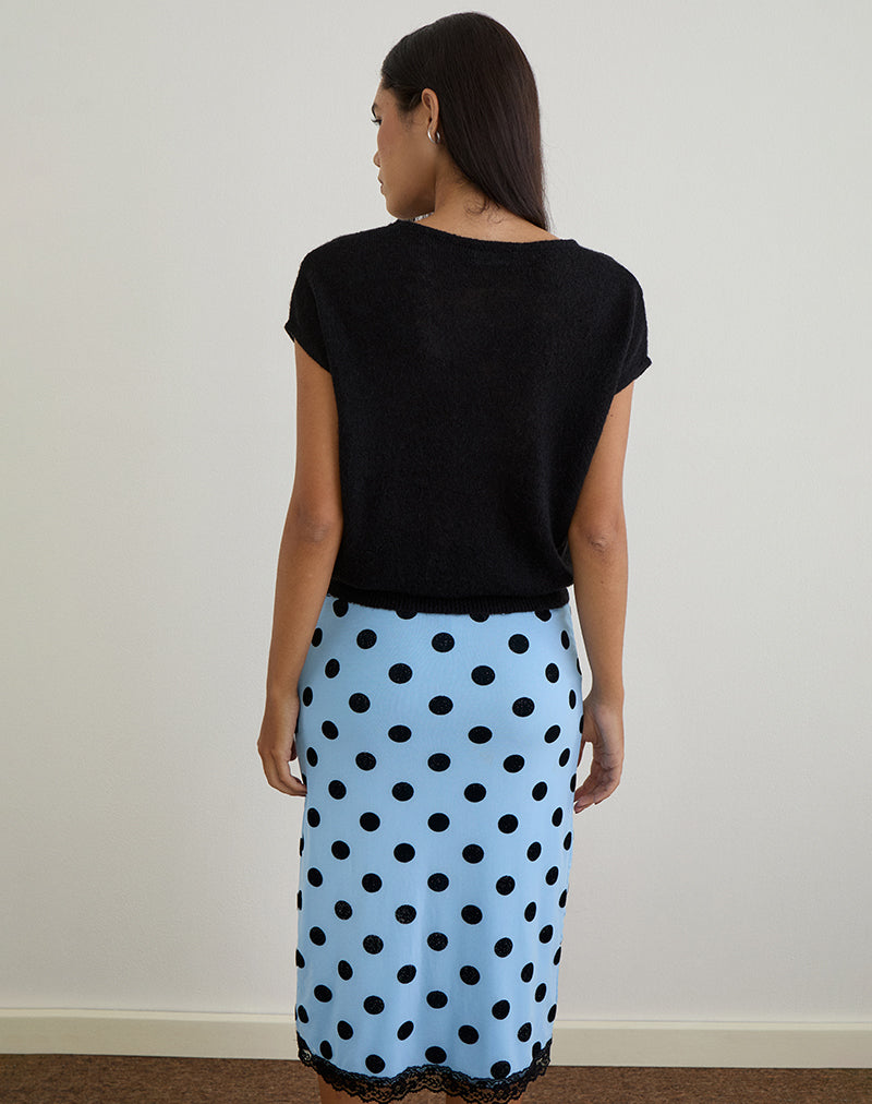 Afbeelding van Sorin Top met diepe tailleband in gebreid zwart