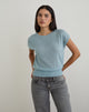 Afbeelding van Sorin Top met diepe tailleband in gebreid blauw