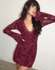 Afbeelding van Sriti Mini Dress in Botanical Flower Maroon