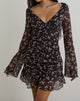 Afbeelding van Sumiko Mini Jurk in Bloem Chiffon Bruin