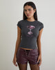 Afbeelding van Sutin T-shirt in Beluga Grey met Martini Girl-grafiek