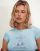 Afbeelding van Sutin Baby Tee in Nantucket Blue met skater meisjesmotief