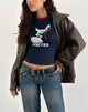 Afbeelding van Sutin T-shirt in marine met rode bies en Doeyes-grafiek
