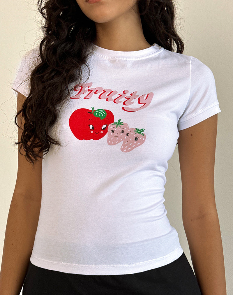 Sutin T-shirt in Wit Fruitig