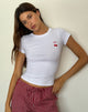 Afbeelding van Sutin T-shirt in wit met rood kersenborduursel