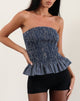 Afbeelding van Sutisna Bandeau Top in Indigo Stripe Donkerblauw