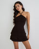 Afbeelding van Suzetta Halter Mini Jurk in Chocolade Bruin