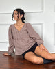 Afbeelding van Suzumi Wrap Blouse in Mini Gingham Bruin