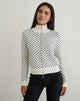 Afbeelding van Talisa Zip Through Knit Jacket in Tiny Polka Ivory