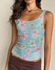 Afbeelding van Tampa Top in Pailletten Bloeiende Bloem Blauw